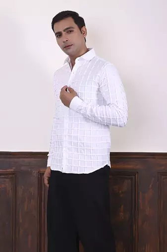 White plain viscose men's shirt