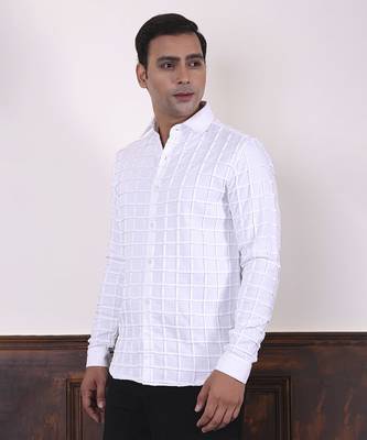 White plain viscose men's shirt 4