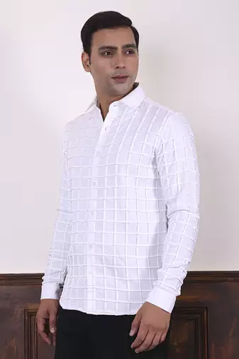 White plain viscose men's shirt