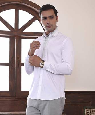 White plain classic cotton men's shirt 2