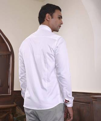 White plain classic cotton men's shirt 4