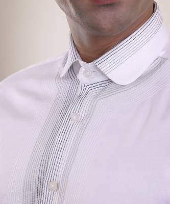 White plain classic cotton men's shirt 5
