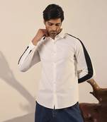 White plain cotton men's shirt with bold stripes