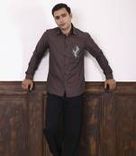 Brown plain giza cotton men's shirt