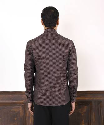 Brown plain giza cotton men's shirt 3