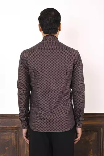 Brown plain giza cotton men's shirt