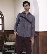 Grey printed cotton men's shirt