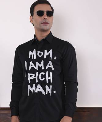 Black plain cotton men's shirt 1
