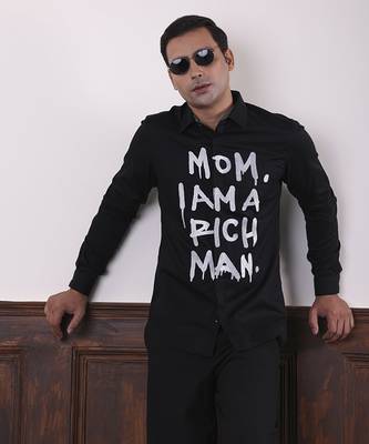 Black plain cotton men's shirt 2
