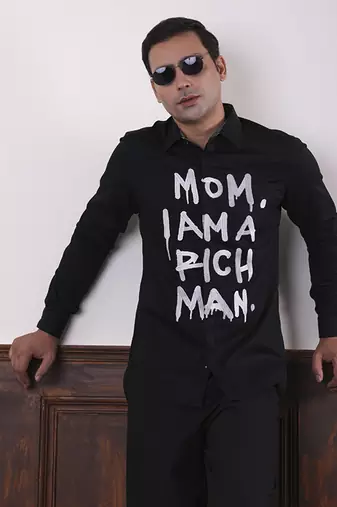 Black plain cotton men's shirt