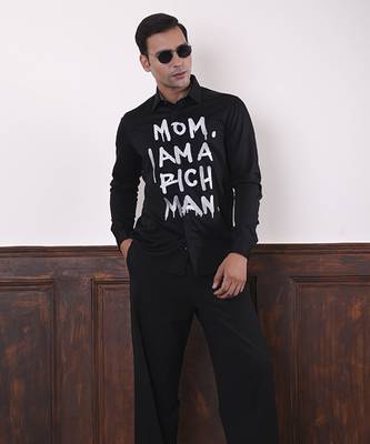 Black plain cotton men's shirt 4