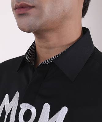 Black plain cotton men's shirt 5