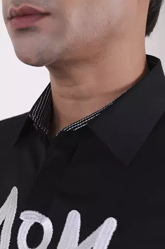 Black plain cotton men's shirt
