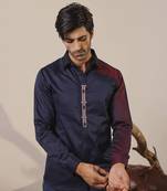 Navy blue plain cotton men's shirt