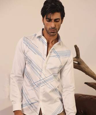 Men   s white plain cotton shirt 1