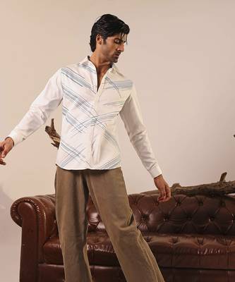 Men   s white plain cotton shirt 2