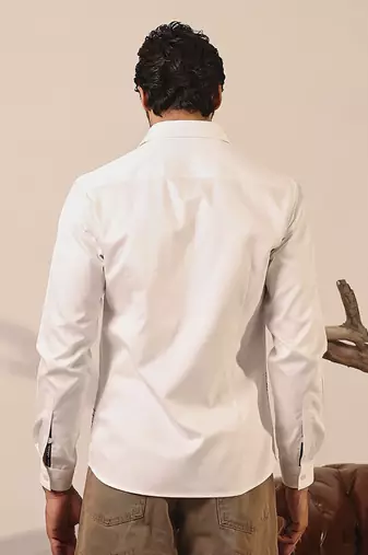 Men   s white plain cotton shirt