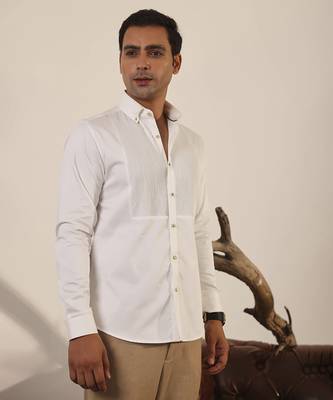 White plain cotton men's shirt 2