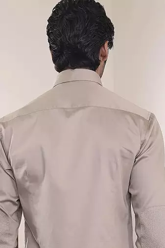 Brown plain cotton men's dune shirt