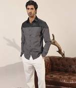 Black and grey plain cotton men's shirt