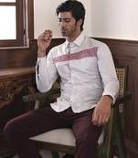 Off-white plain cotton men's shirt