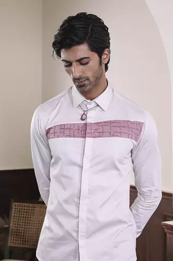 Off-white plain cotton men's shirt