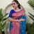 Royal Blue Paithani silk blend Meenakari Weaving Saree