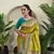 Olive yellow Paithani silk blend Meenakari Weaving Saree