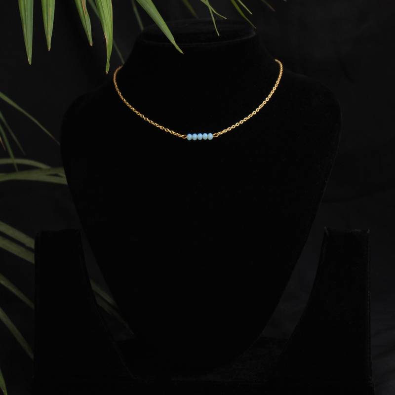 Blue bar choker necklace