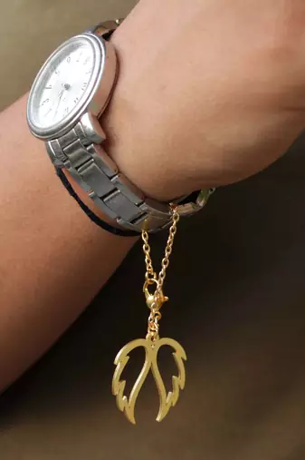 Angel wings watch charm