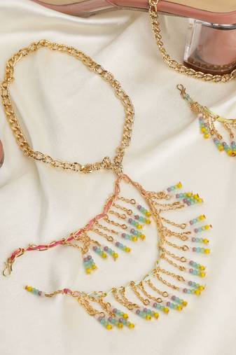 Colorful golden cascade heel harness - set of 2