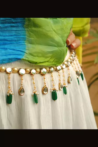 Kundan & pearl green beads kamar bandh waist size 24