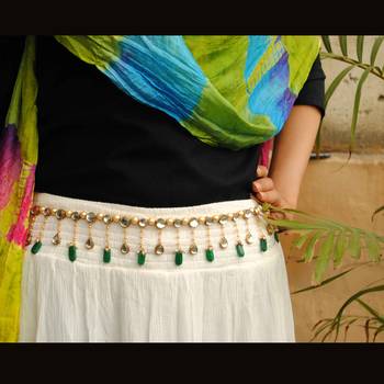 Kundan & pearl green beads kamar bandh waist size 32 1
