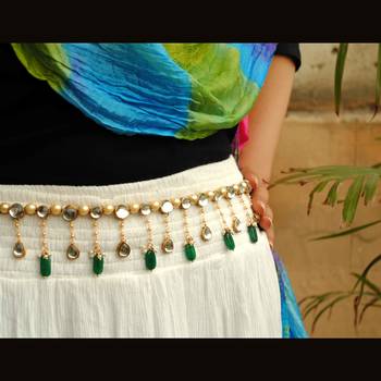 Kundan & pearl green beads kamar bandh waist size 32 3