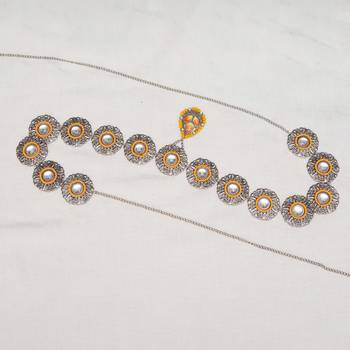 Oxidized orange tone waist belt with floral motifs waist size 26 1