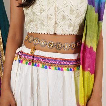 Oxidized orange tone waist belt with floral motifs waist size 32 2