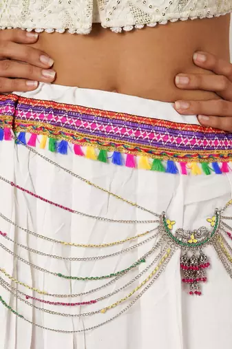 Oxidized silver multistrand waistbelt with beads waist size 24