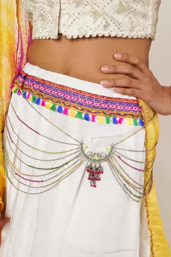 Oxidized silver multistrand waistbelt with beads waist size 30