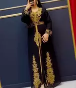 black Crystal Work Moroccan Dubai Kaftans Wedding Bridesmaid Dress