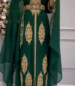  green Moroccan Dubai Kaftans Farasha Abaya Dress Very Fancy Long Gown 