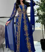 Royal blue Moroccan Dubai Kaftans Farasha Abaya Dress Very Fancy Long Gown 