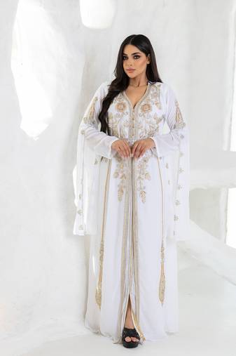 SALE Luxury Bedded Crystal Work Moroccan Dubai Kaftans Wedding Bridesmaid Dress