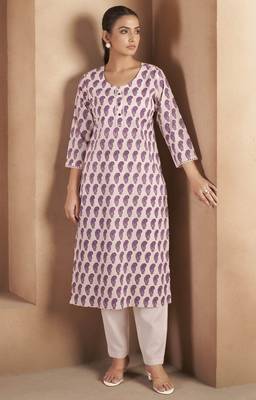 Wine pure cotton paisley printed kurta for women 1