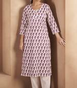 Wine pure cotton paisley printed kurta for women