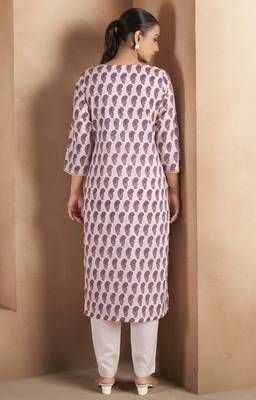 Wine pure cotton paisley printed kurta for women 2