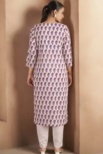 Wine pure cotton paisley printed kurta for women