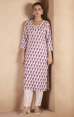 Wine pure cotton paisley printed kurta for women 3
