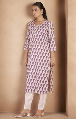 Wine pure cotton paisley printed kurta for women 4
