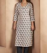 Black pure cotton paisley printed kurta for women