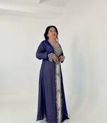 Navy Moroccan Dubai Kaftans Farasha Abaya Dress Very Fancy Long Gown